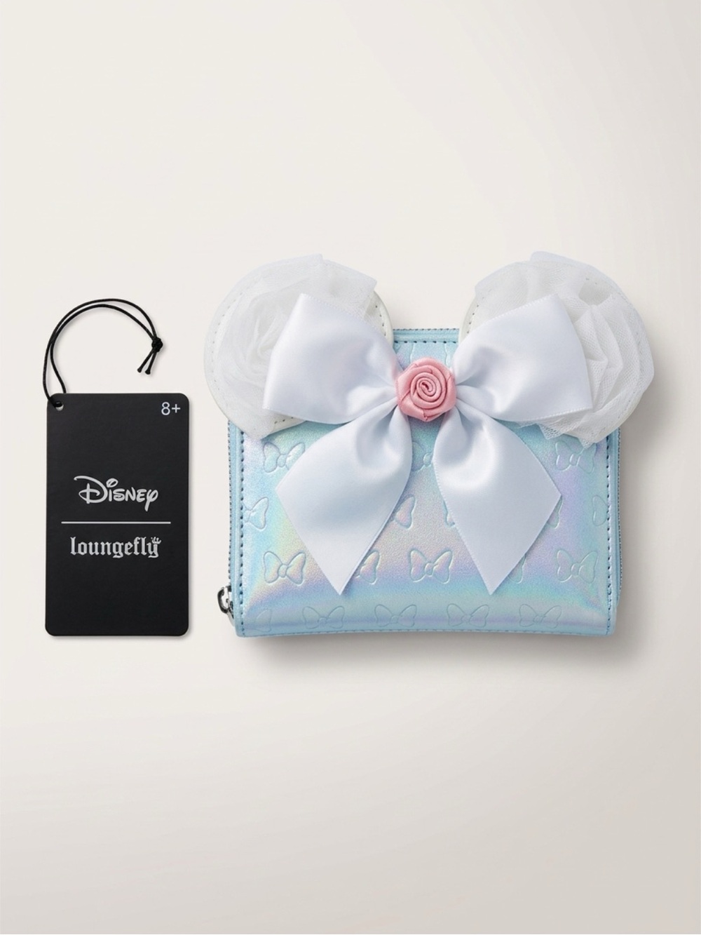 Loungefly Iridescent Blue Minnie Mouse Ears and Bow Wallet NWT